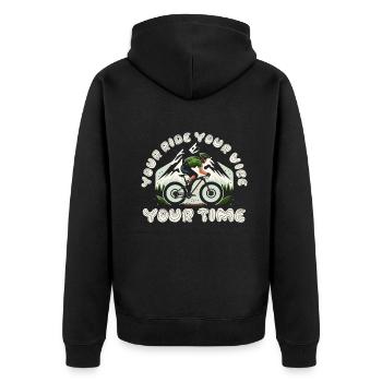 Your Ride Your Vibe Your Time - Unisex Premium Organic Zip Hoodie - black - Back - Nico (187cm)