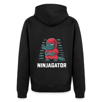 Ninja Alligator Gamer Fun Gaming Reptile Graphic - Unisex Premium Organic Zip Hoodie - black - Back - Nico (187cm)