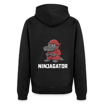 Ninja Alligator Gamer Fun Gaming Reptile Graphic - Unisex Premium Organic Zip Hoodie - black - Back - Nico (187cm)
