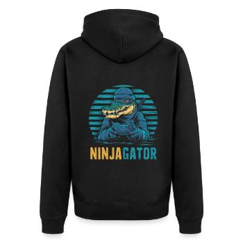 Ninja Alligator Gamer Fun Gaming Reptile Graphic - Unisex Premium Organic Zip Hoodie - black - Back - Nico (187cm)