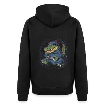 Ninja Alligator Gamer Fun Gaming Reptile Graphic - Unisex Premium Organic Zip Hoodie - black - Back - Nico (187cm)