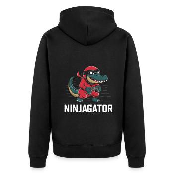 Ninja Alligator Gamer Fun Gaming Reptile Graphic - Unisex Premium Organic Zip Hoodie - black - Back - Nico (187cm)