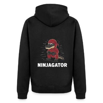 Ninja Alligator Gamer Fun Gaming Reptile Graphic - Unisex Premium Organic Zip Hoodie - black - Back - Nico (187cm)
