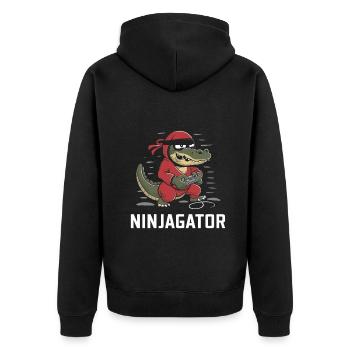Ninja Alligator Gamer Fun Gaming Reptile Graphic - Unisex Premium Organic Zip Hoodie - black - Back - Nico (187cm)