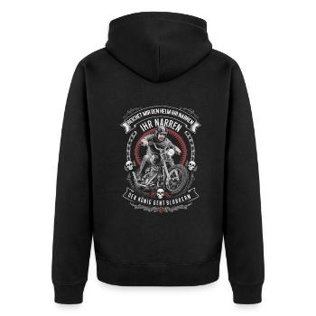 Reichet Mir Den Helm Biker Motorradfahrer - Unisex Premium Bio Zip Hoodie - Schwarz - Hinten - Nico (187cm)