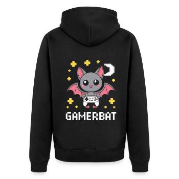 Cute Gaming Bat Gamebat for Bat Lovers - Unisex Premium Bio Zip Hoodie - Schwarz - Hinten - Nico (187cm)