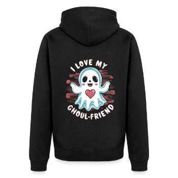 J’aime mon ami goule mignon fantôme Halloween - Veste à capuche bio Premium Unisexe - noir - Dos - Nico (187cm)
