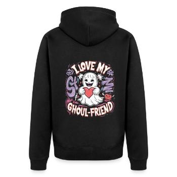 J’aime mon ami goule mignon fantôme Halloween - Veste à capuche bio Premium Unisexe - noir - Dos - Nico (187cm)