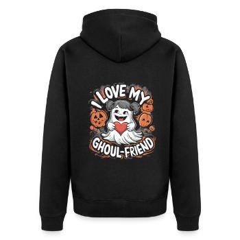 J’aime mon ami goule mignon fantôme Halloween - Veste à capuche bio Premium Unisexe - noir - Dos - Nico (187cm)