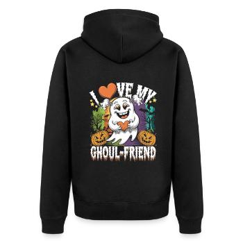 J’aime mon ami goule mignon fantôme Halloween - Veste à capuche bio Premium Unisexe - noir - Dos - Nico (187cm)