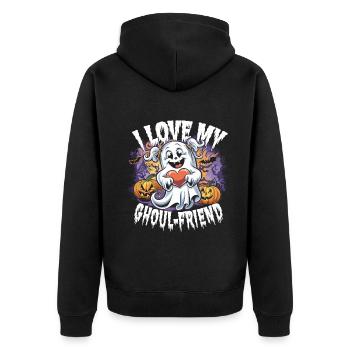 J’aime mon ami goule mignon fantôme Halloween - Veste à capuche bio Premium Unisexe - noir - Dos - Nico (187cm)