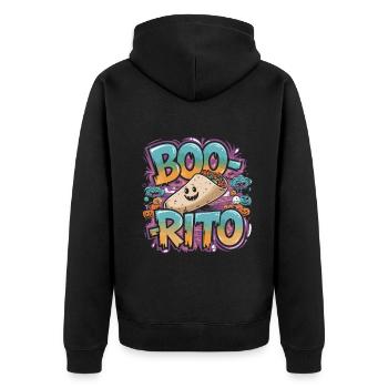 Boo-Rito Halloween Burrito Cute Ghost Pumpkin - Unisex Premium Bio Zip Hoodie - Schwarz - Hinten - Nico (187cm)