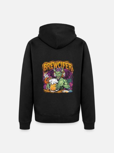 Brewcifer Devil Beer Lover Halloween - Unisex Premium Organic Zip Hoodie - black