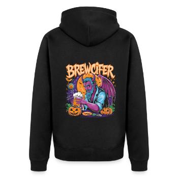 Brewcifer Devil Beer Lover Halloween - Unisex Premium Bio Zip Hoodie - Schwarz - Hinten - Nico (187cm)