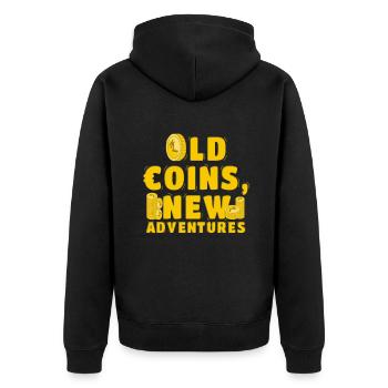 Old Coins New Adventures Numismatics - Unisex Premium Organic Zip Hoodie - black - Back - Nico (187cm)