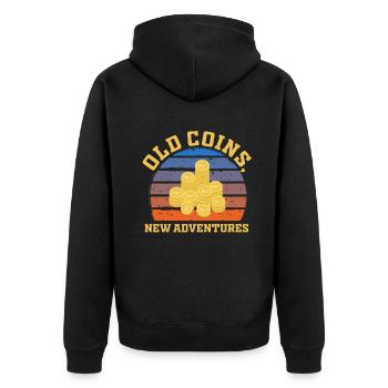 Old Coins New Adventures Numismatics - Unisex Premium Organic Zip Hoodie - black - Back - Nico (187cm)