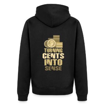 Old Coins New Adventures Numismatics - Unisex Premium Organic Zip Hoodie - black - Back - Nico (187cm)
