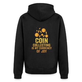 Old Coins New Adventures Numismatics - Unisex Premium Organic Zip Hoodie - black - Back - Nico (187cm)