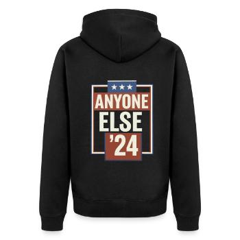 Anyone Else Election 2024 - Unisex Premium Bio Zip Hoodie - Schwarz - Hinten - Nico (187cm)