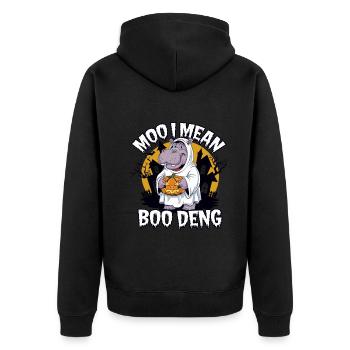 Drôle Hippopotame Halloween Fantôme Costume Boo Deng Jeu de mots - Veste à capuche bio Premium Unisexe - noir - Dos - Nico (187cm)