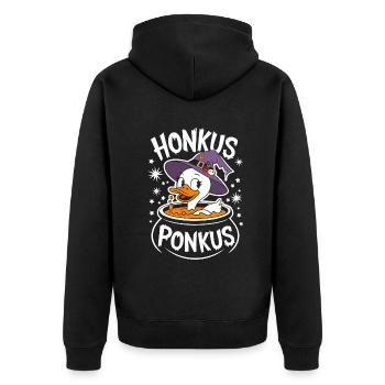 Honkus Ponkus Funny Duck Witch Halloween Magic - Unisex Premium Organic Zip Hoodie - black - Back - Nico (187cm)