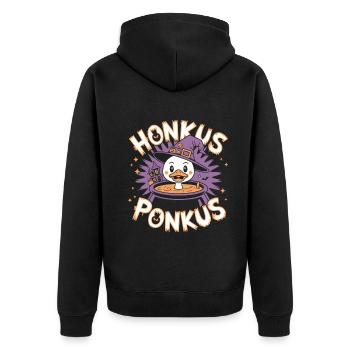 Honkus Ponkus Funny Duck Witch Halloween Magic - Unisex Premium Organic Zip Hoodie - black - Back - Nico (187cm)