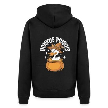 Honkus Ponkus Funny Duck Witch Halloween Magic - Unisex Premium Organic Zip Hoodie - black - Back - Nico (187cm)