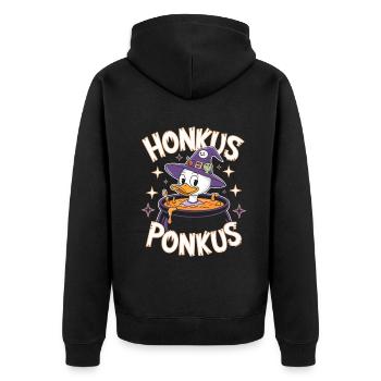 Honkus Ponkus Funny Duck Witch Halloween Magic - Unisex Premium Organic Zip Hoodie - black - Back - Nico (187cm)
