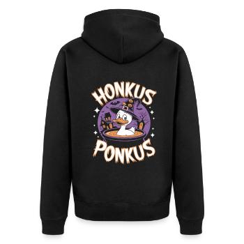 Honkus Ponkus Funny Duck Witch Halloween Magic - Unisex Premium Organic Zip Hoodie - black - Back - Nico (187cm)