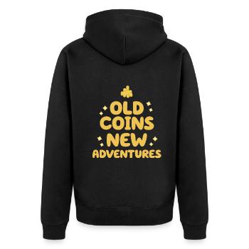 Old Coins New Adventures Numismatics - Unisex Premium Organic Zip Hoodie - black - Back - Nico (187cm)