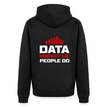 Daten oder es ist nicht passiert für Studenten - Unisex Premium Bio Zip Hoodie - Schwarz - Hinten - Nico (187cm)