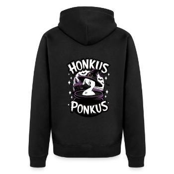 Honkus Ponkus Funny Duck Witch Halloween Magic - Unisex Premium Organic Zip Hoodie - black - Back - Nico (187cm)