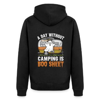 A Day Without Camping Is Boo Sheet Ghost Halloween - Unisex Premium Bio Zip Hoodie - Schwarz - Hinten - Nico (187cm)