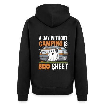 A Day Without Camping Is Boo Sheet Ghost Halloween - Unisex Premium Bio Zip Hoodie - Schwarz - Hinten - Nico (187cm)