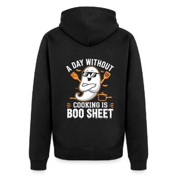 A Day Without Cooking Is Boo Sheet Ghost Halloween - Unisex Premium Bio Zip Hoodie - Schwarz - Hinten - Nico (187cm)