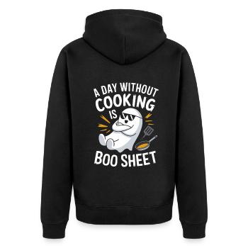 A Day Without Cooking Is Boo Sheet Ghost Halloween - Unisex Premium Bio Zip Hoodie - Schwarz - Hinten - Nico (187cm)