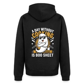 A Day Without Cooking Is Boo Sheet Ghost Halloween - Unisex Premium Bio Zip Hoodie - Schwarz - Hinten - Nico (187cm)
