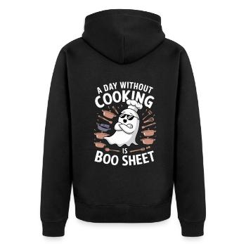 A Day Without Cooking Is Boo Sheet Ghost Halloween - Unisex Premium Bio Zip Hoodie - Schwarz - Hinten - Nico (187cm)