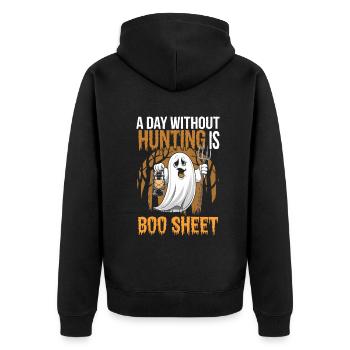 A Day Without Hunting Is Boo Sheet Ghost Halloween - Unisex Premium Bio Zip Hoodie - Schwarz - Hinten - Nico (187cm)