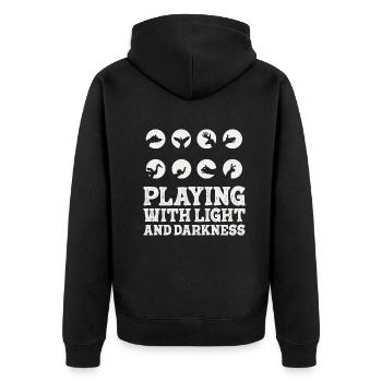 Shadow Puppetry Theater Show Art - Unisex Premium Organic Zip Hoodie - black - Back - Nico (187cm)