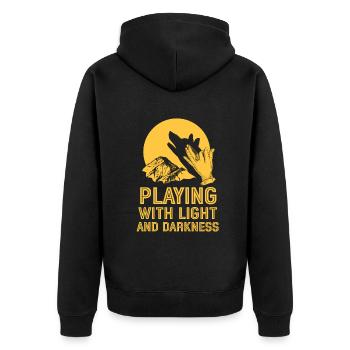 Shadow Puppetry Theater Show Art - Unisex Premium Organic Zip Hoodie - black - Back - Nico (187cm)