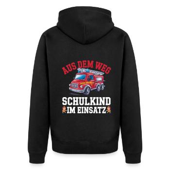 Aus dem Weg Schulkind im Einsatz Einschulung - Unisex Premium Bio Zip Hoodie - Schwarz - Hinten - Nico (187cm)