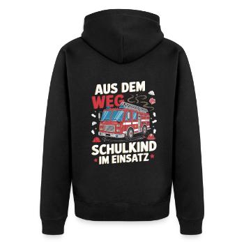 Aus dem Weg Schulkind im Einsatz Einschulung - Unisex Premium Bio Zip Hoodie - Schwarz - Hinten - Nico (187cm)