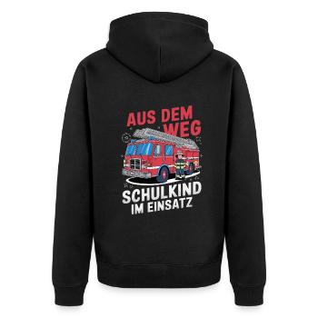 Aus dem Weg Schulkind im Einsatz Einschulung - Unisex Premium Bio Zip Hoodie - Schwarz - Hinten - Nico (187cm)