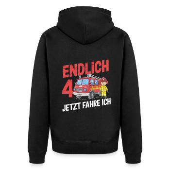 Endlich 4 Jetzt Fahre Ich Feuerwehr - Unisex Premium Bio Zip Hoodie - Schwarz - Hinten - Nico (187cm)