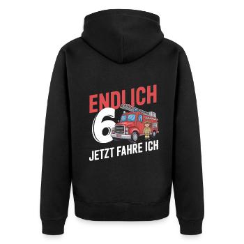 Endlich 6 Jetzt Fahre Ich Feuerwehr - Unisex Premium Bio Zip Hoodie - Schwarz - Hinten - Nico (187cm)