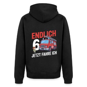 Endlich 6 Jetzt Fahre Ich Feuerwehr - Unisex Premium Bio Zip Hoodie - Schwarz - Hinten - Nico (187cm)