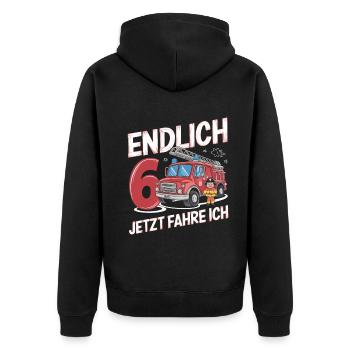 Endlich 6 Jetzt Fahre Ich Feuerwehr - Unisex Premium Bio Zip Hoodie - Schwarz - Hinten - Nico (187cm)