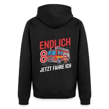 Finally 8 Now I'm driving the fire brigade - Unisex Premium Organic Zip Hoodie - black - Back - Nico (187cm)