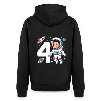 4e anniversaire astronaute aventure spatiale pour les garçons - Veste à capuche bio Premium Unisexe - noir - Dos - Nico (187cm)